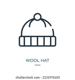 wool hat thin line icon. wool, fashion linear icons from signs concept isolated outline sign. Vector illustration symbol element for web design and apps.