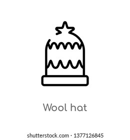 wool hat vector line icon. Simple element illustration. wool hat outline icon from signs concept. Can be used for web and mobile