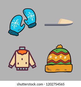 wool icon set. vector set about mitten, winter hat, slipper and sweater icons set.