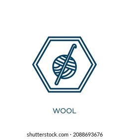 wool icon. Thin linear wool outline icon isolated on white background. Line vector wool sign, symbol for web and mobile
