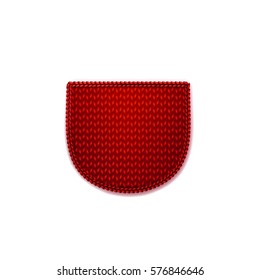 Wool knitted red pocket isolated on white background. Knitted textile background. Vector illustration