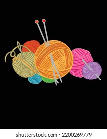 wool knitting needlecraft vector illustration