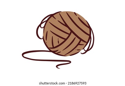 Wool knitting skein for cats. Yarn roll to play with cats. Vector illustration isolated in white background