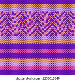 Wool knitwear vector seamless pattern. Winter sweater striped jersey textile. Craft knitted fabric texture ornament. Fiber knitting clothing pattern. Homemade knitting mixed pattern print.