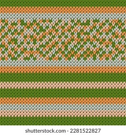 Wool knitwear vector seamless pattern. Warm pulloverstriped jersey textile. Craft knitted fabric texture ornament. Thread knitting clothing pattern. Beautiful closeup plaid knitting.