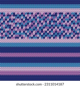 Wool knitwear vector seamless pattern. Warm pulloverstriped jersey textile. Craft knitted fabric texture ornament. Fiber knitting fashion pattern. Traditional crochet nordic handicraft sample.