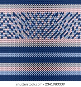 Wool knitwear vector seamless pattern. Warm jumper striped jersey textile. Craft knitted fabric texture ornament. Fiber knitting fashion pattern. Blanket merino knitting swatch template.
