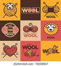 Wool labels or logo for pure 100 percent natural sheep wool textile tags.