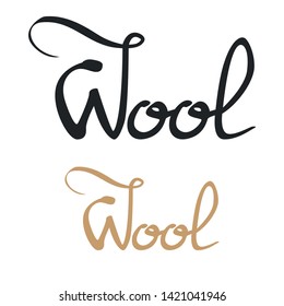 Wool - lettering in black and beige colors. Element of logo, banner