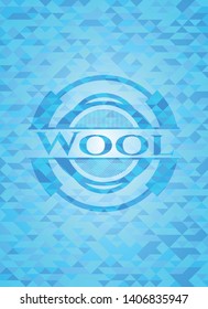 Wool light blue emblem with triangle mosaic background