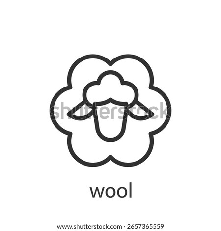 Wool, linear icon. Natural warm fiber from sheep. Line with editable stroke.