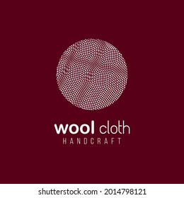 wool logo template design inspiration concept with red background for knitting shop, textile, corporate identity, wool shop, clew, Handmade, Hobby icon. vector illustration