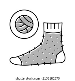 Wollmaterial Socken Farbe Symbol Vektorgrafik. Sockenschild aus Wollmaterial einzelne Symbolillustration