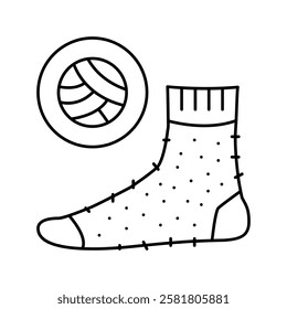 wool material sock line icon vector. wool material sock sign. isolated contour symbol black illustration