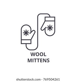 wool mittens line icon, outline sign, linear symbol, vector, flat illustration