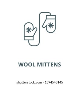 Wool mittens vector line icon, linear concept, outline sign, symbol
