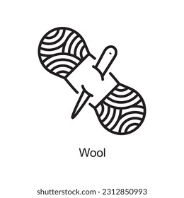 Wool Outline Icon Design illustration. Art and Crafts Symbol on White background EPS 10 File