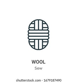Wool outline vector icon. Thin line black wool icon, flat vector simple element illustration from editable sew concept isolated stroke on white background