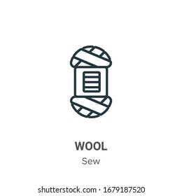 Wool outline vector icon. Thin line black wool icon, flat vector simple element illustration from editable sew concept isolated stroke on white background