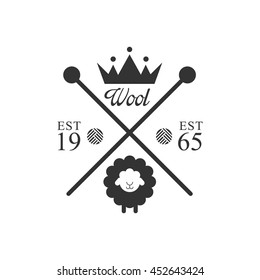 Wool Product Logo With Crown Vector Classic Style Design On White Background