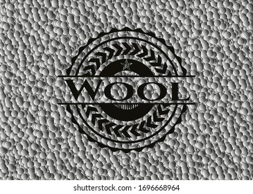 Wool realistic dark emblem with bubbles background. Vector Illustration. Detailed.