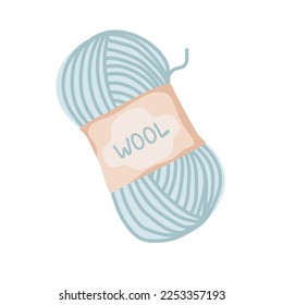 Hilados de lana para tejer. Herramientas de tejido, artesanía, crochet, tejido a mano. Hobby femenino. Ilustración del vector