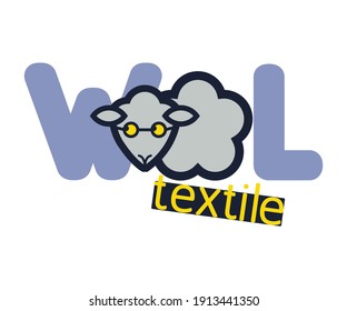 wool sheep business man textile glasses logo logotype