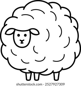 Wool sheep. Vector outline icon.