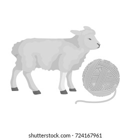 Wool, single icon in monochrome style.Wool vector symbol stock illustration web.