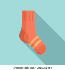 Wool sock icon flat vector. Casual sock. Cute item
