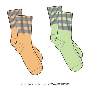 Wool socks vector mockup template technical flat design