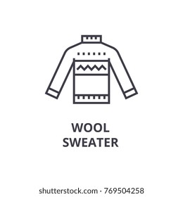 wool sweater line icon, outline sign, linear symbol, vector, flat illustration