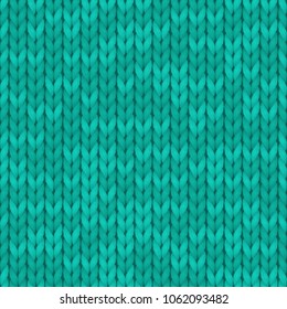 Wool turquoise color texture background. Seamless knitted background. Illustration for design, backgrounds, wallpaper. Vector illustration.