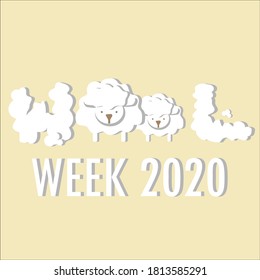 Wool week 2020 template icon with yellow background