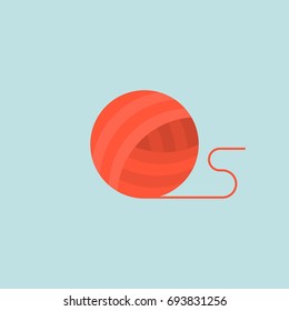 wool yarn ball, flat design icon