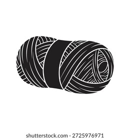 Vector sólido del glifo del símbolo de la bola del hilo de lana para hacer punto de ganchillo artesanal y hilo de fibra material textil de la costura hecha a mano