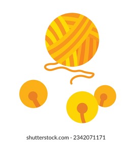 Wool Yarn Cat Toys Cartoon Illustration Vector Clipart Sticker