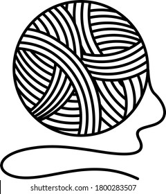 Wool yarn. Vector outline icon.