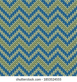 Woolen chevron stripes knitted texture geometric seamless pattern. Jacquard stockinet ornament. Norwegian style seamless knitted pattern. Handicraft backdrop.