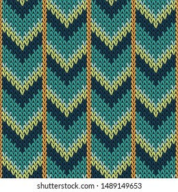 Woolen downward arrow lines christmas knit geometric vector seamless. Fair isle sweater knit effect ornament. Scandinavian style seamless knitted pattern. Christmas spirit backdrop.