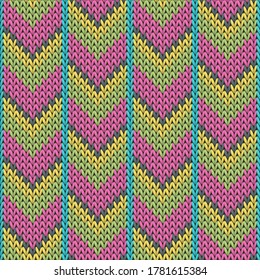 Woolen downward arrow lines christmas knit geometric seamless pattern. Blanket knitting pattern imitation. Winter seamless knitted pattern. Christmas spirit backdrop.