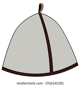 Woolen hat for a bath on a white background. Bath accessories. Vector illustration
