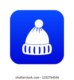 Woolen hat icon digital blue for any design isolated on white vector illustration