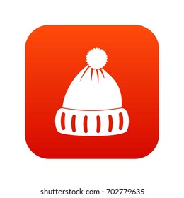 Woolen hat icon digital red for any design isolated on white vector illustration