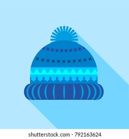 Woolen hat icon. Flat illustration of woolen hat vector icon for web