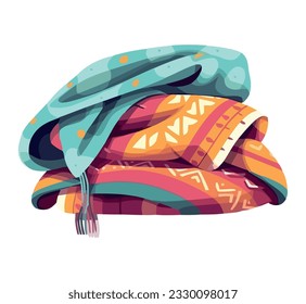 Woolen multi colored tablecloths over white