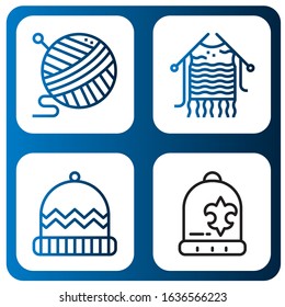 woolen simple icons set. Contains such icons as Yarn, Knitting, Winter hat, Beanie, can be used for web, mobile and logo