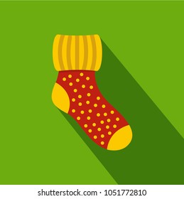 Woolen sock icon. Flat illustration of woolen sock vector icon for web