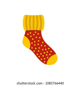 Woolen sock icon. Flat illustration of woolen sock vector icon for web
