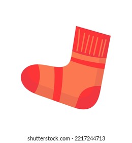 Woolen socks for feet icon. Accessory cotton and cartoon clothes. Textile color garment and cute apparel. Knitted and cozy for foot. Kid sock and child wardrobe vector illustration